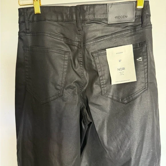 Hidden Los Angeles Black Leather Coated Wide Leg Pants - Picture 3 of 4